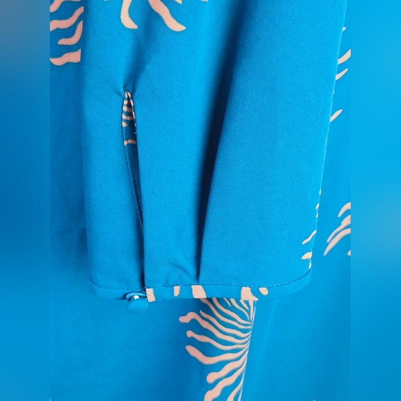 LOFT Blue Floral Long Sleeve A-Line Dress Size 12 Abstract Print Work - Picture 7 of 9